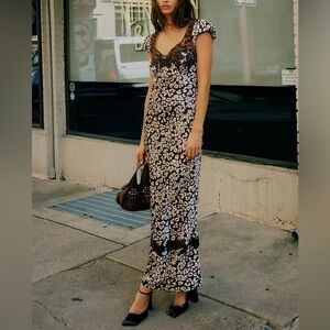Free People Butterfly Babe Maxi Dress in Chocolate Combo Size Small